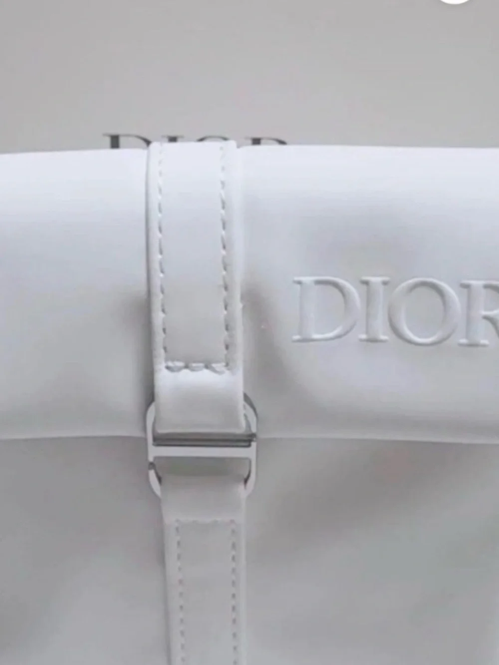 DIOR White Foldover Leather makeup bag